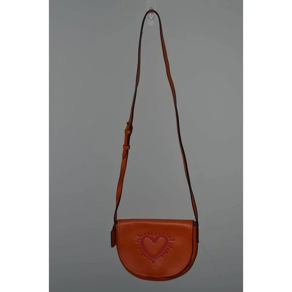 NEW Coach X Keith Haring Hot Pink Graffiti Heart Bag Orange Crossbody Limited Ed - Picture 2 of 3